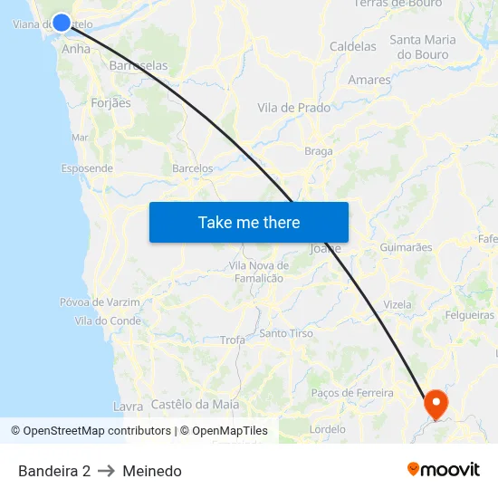 Bandeira 2 to Meinedo map