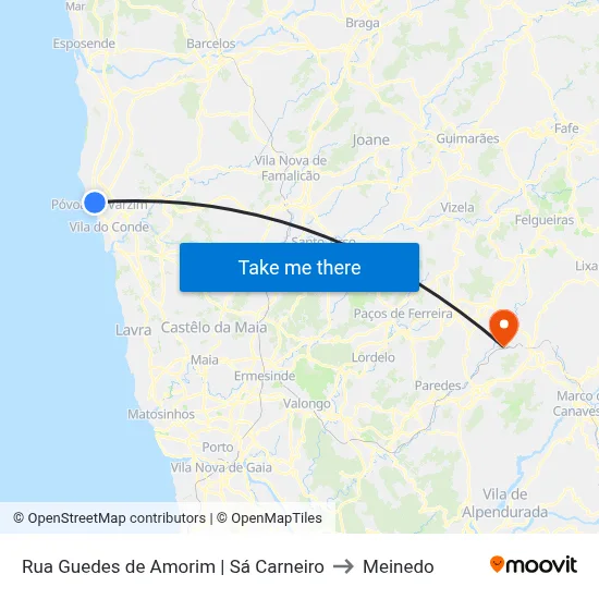 Rua Guedes de Amorim | Sá Carneiro to Meinedo map