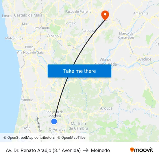 Av. Dr. Renato Araújo (8.ª Avenida) to Meinedo map