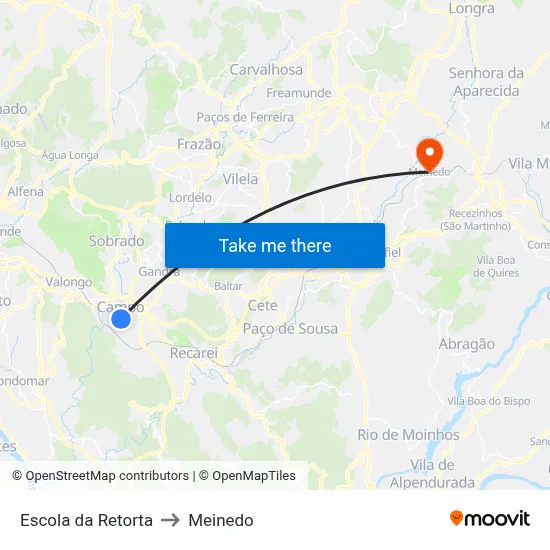 Escola da Retorta to Meinedo map