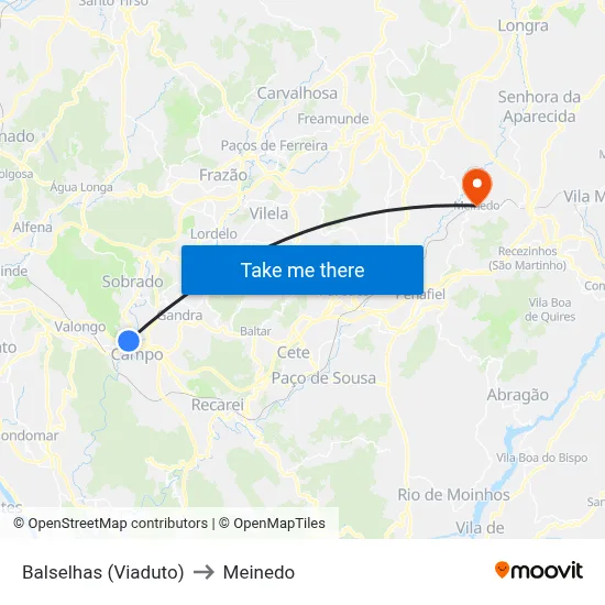 Balselhas (Viaduto) to Meinedo map