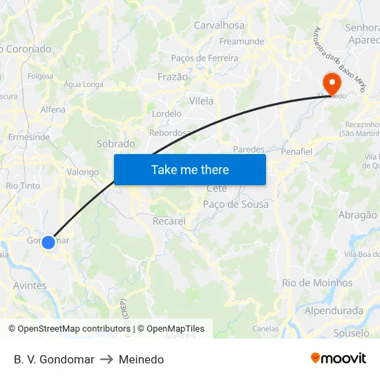 B. V. Gondomar to Meinedo map