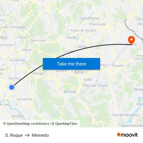 S. Roque to Meinedo map