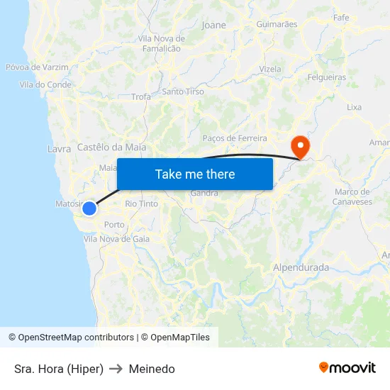 Sra. Hora (Hiper) to Meinedo map