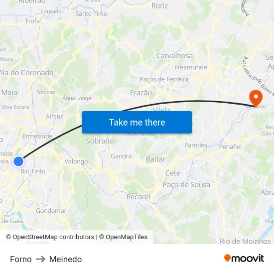 Forno to Meinedo map