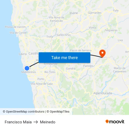Francisco Maia to Meinedo map