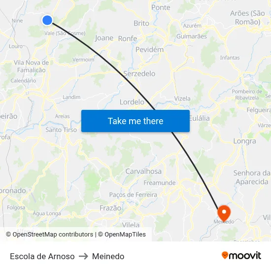 Escola de Arnoso to Meinedo map