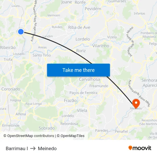 Barrimau I to Meinedo map