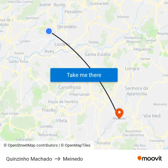 Quinzinho Machado to Meinedo map