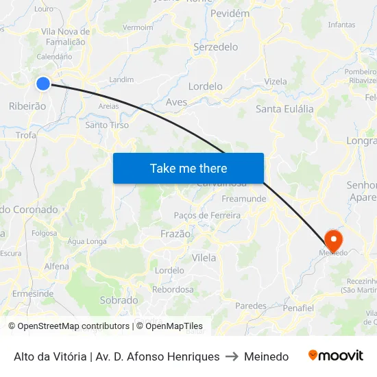 Alto da Vitória | Av. D. Afonso Henriques to Meinedo map