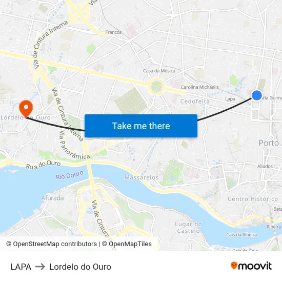 LAPA to Lordelo do Ouro map