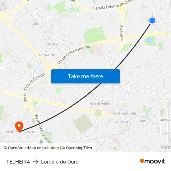 TELHEIRA to Lordelo do Ouro map