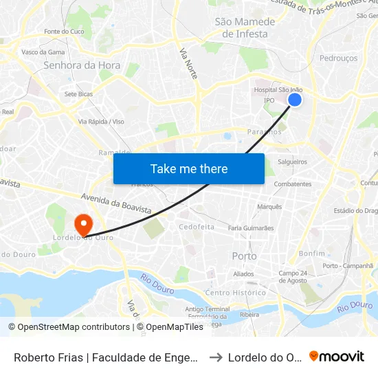 Roberto Frias | Faculdade de Engenharia to Lordelo do Ouro map