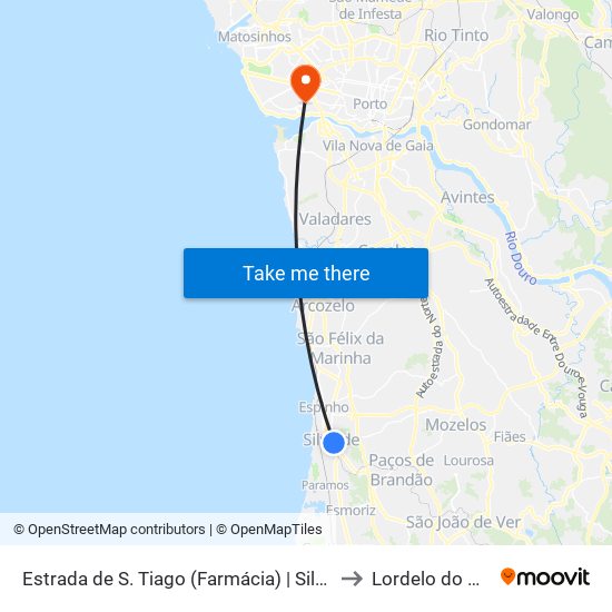 Estrada de S. Tiago (Farmácia) | Silvalde 2 to Lordelo do Ouro map