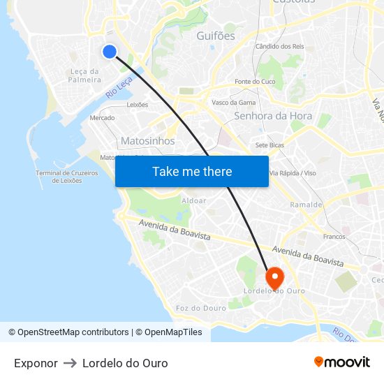 Exponor to Lordelo do Ouro map