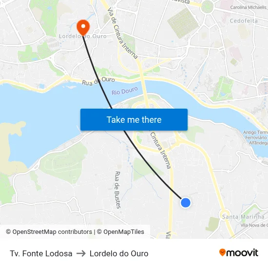 Tv. Fonte Lodosa to Lordelo do Ouro map