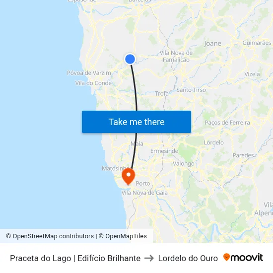 Praceta do Lago | Edifício Brilhante to Lordelo do Ouro map