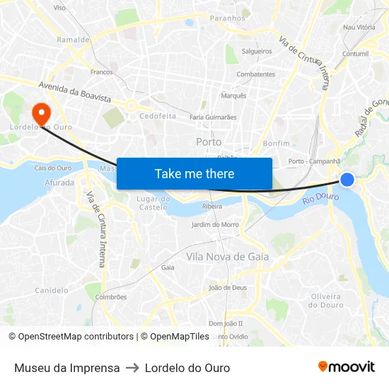 Museu da Imprensa to Lordelo do Ouro map