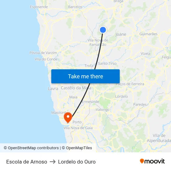 Escola de Arnoso to Lordelo do Ouro map
