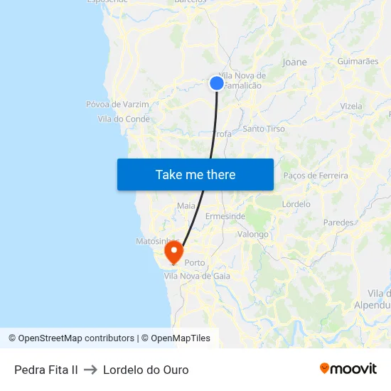 Pedra Fita II to Lordelo do Ouro map