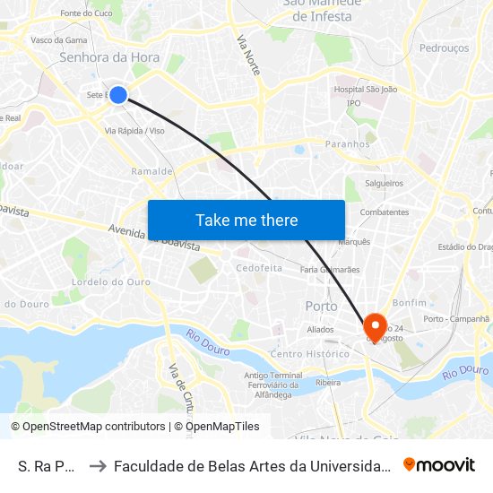S. Ra Penha to Faculdade de Belas Artes da Universidade do Porto map