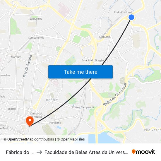 Fábrica do Cobre to Faculdade de Belas Artes da Universidade do Porto map