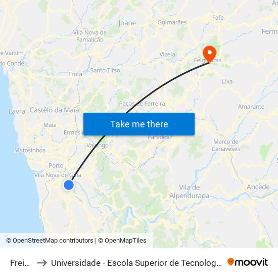 EB 2/3 Freixieiro to Universidade - Escola Superior de Tecnologia e Gestão de Felgueiras map