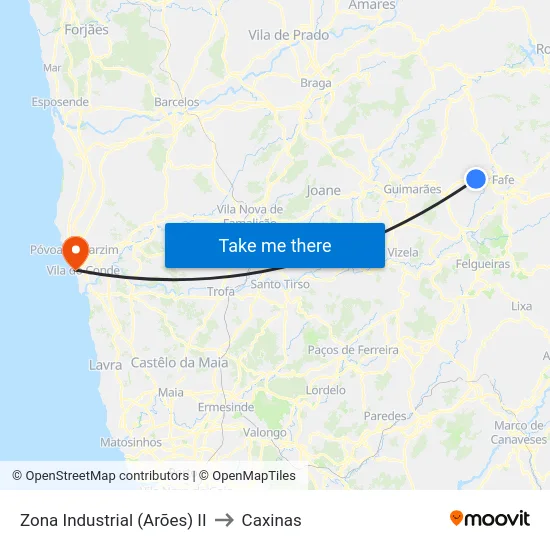Zona Industrial (Arões) II to Caxinas map