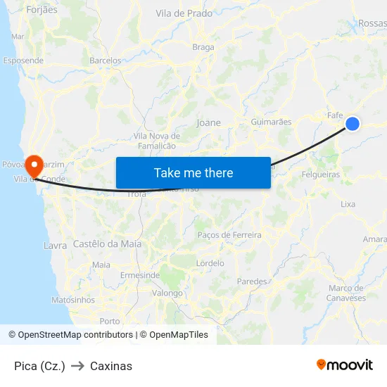 Pica (Cz.) to Caxinas map