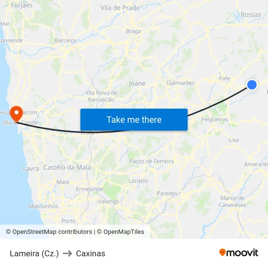 Lameira (Cz.) to Caxinas map