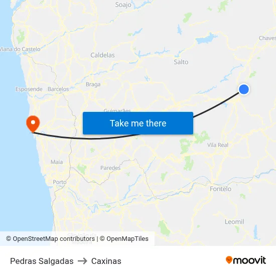 Pedras Salgadas to Caxinas map