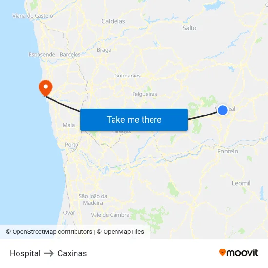 Hospital to Caxinas map