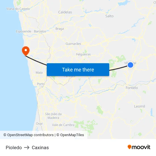 Pioledo to Caxinas map