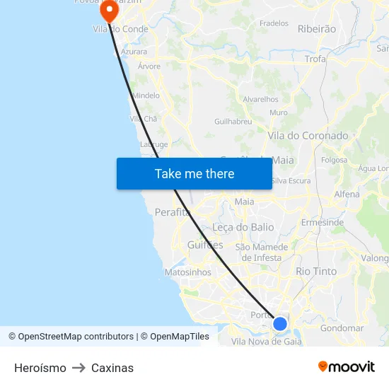 Heroísmo to Caxinas map