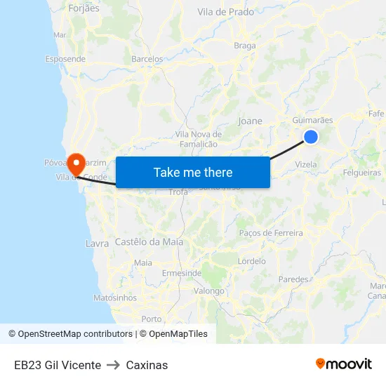 EB23 Gil Vicente to Caxinas map