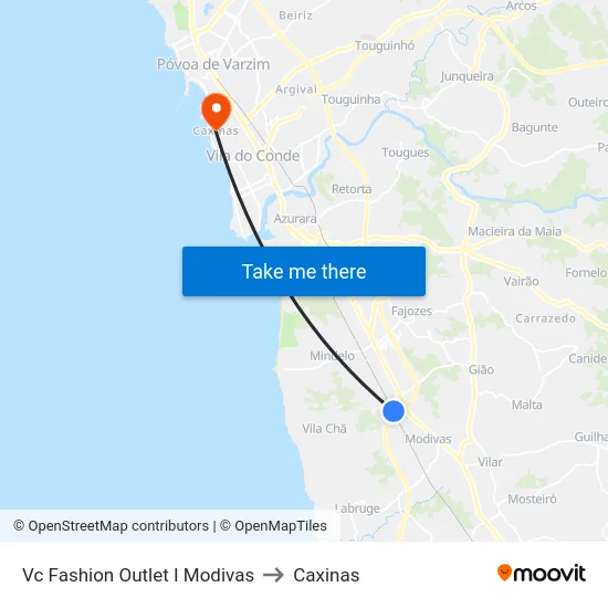 Vc Fashion Outlet I Modivas to Caxinas map
