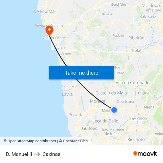 D. Manuel II to Caxinas map