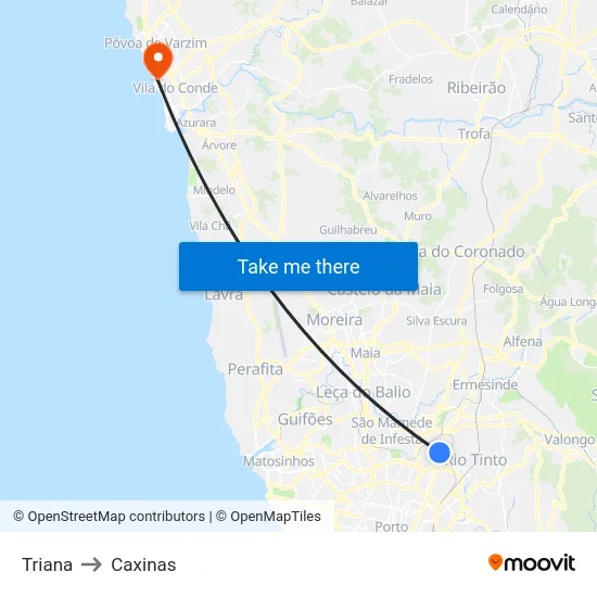 Triana to Caxinas map