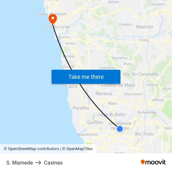 S. Mamede to Caxinas map