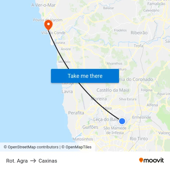 Rot. Agra to Caxinas map