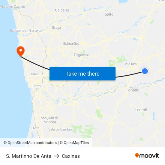 S. Martinho De Anta to Caxinas map