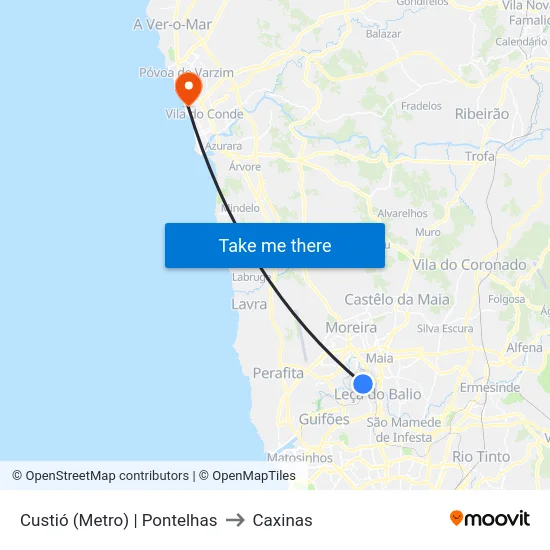 Custió (Metro) | Pontelhas to Caxinas map