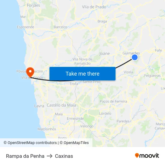 Rampa da Penha to Caxinas map