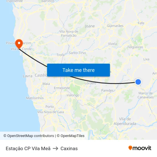 Estação CP Vila Meã to Caxinas map