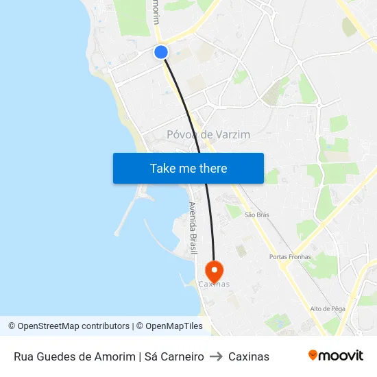 Rua Guedes de Amorim | Sá Carneiro to Caxinas map