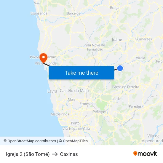 Igreja 2 (São Tomé) to Caxinas map