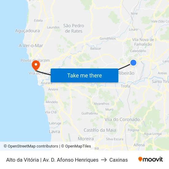 Alto da Vitória | Av. D. Afonso Henriques to Caxinas map
