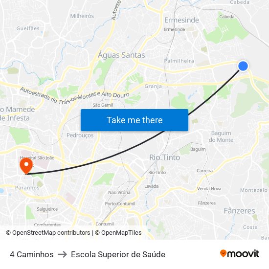 4 Caminhos to Escola Superior de Saúde map