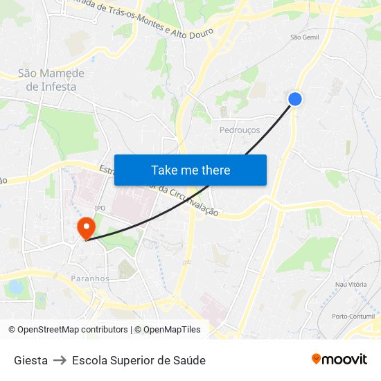 Giesta to Escola Superior de Saúde map