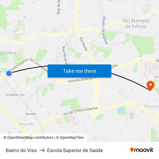 Bairro do Viso to Escola Superior de Saúde map